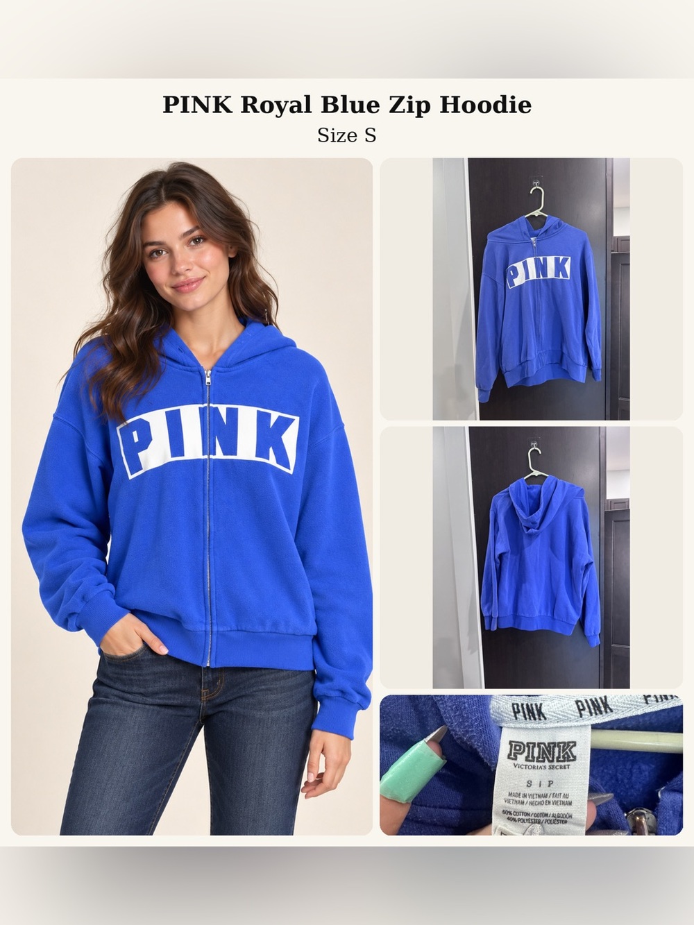Victoria's Secret PINK Royal Blue Zip-Up Hoodie